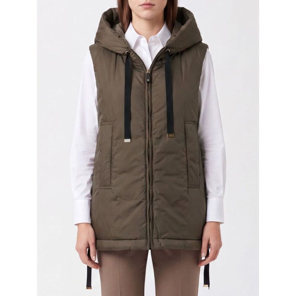 Max Mara The Cube Padded Technical Fabric Vest With Hood And High Neck